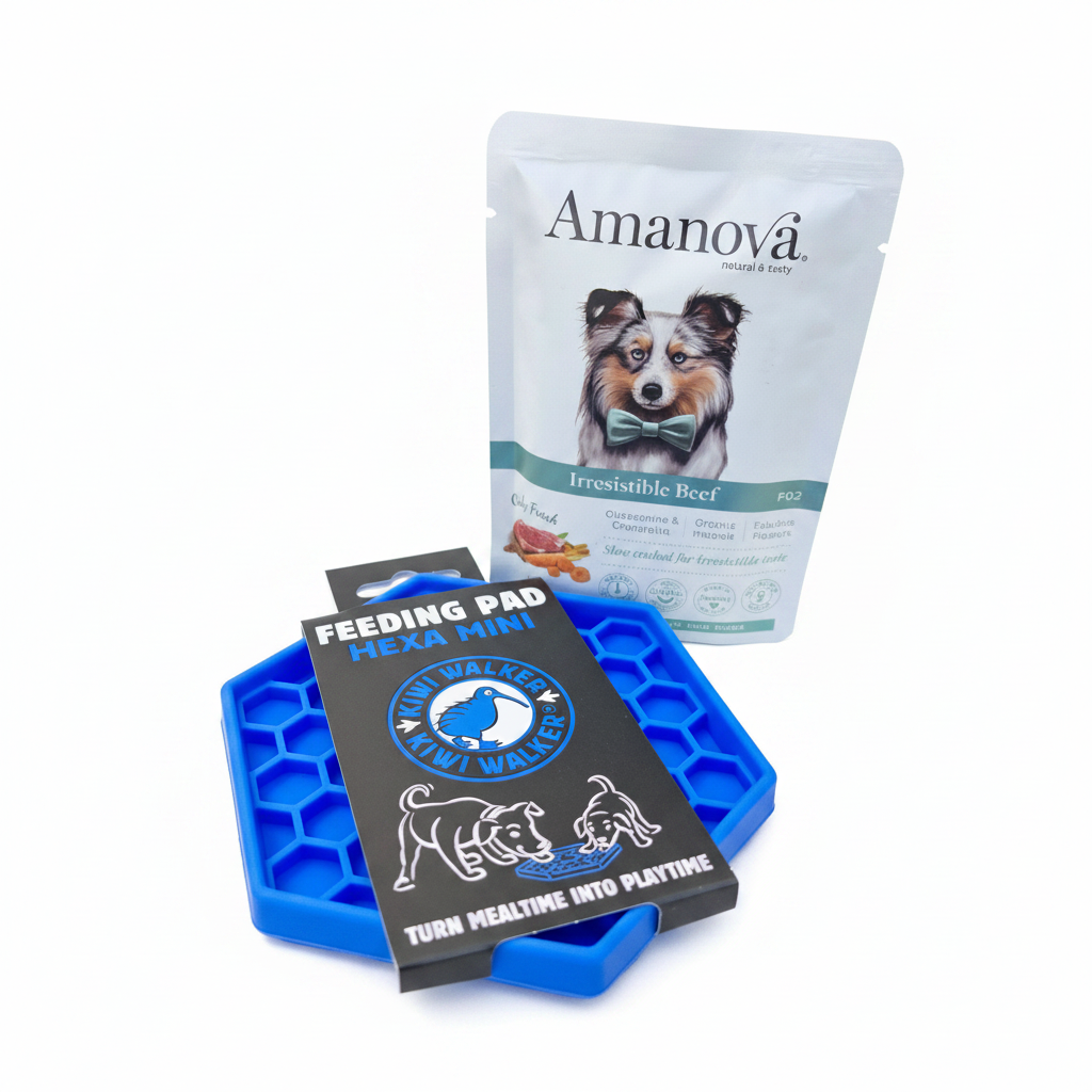 Slikkemåtte + Amanova Vådfoder 100g – Bundlepakke