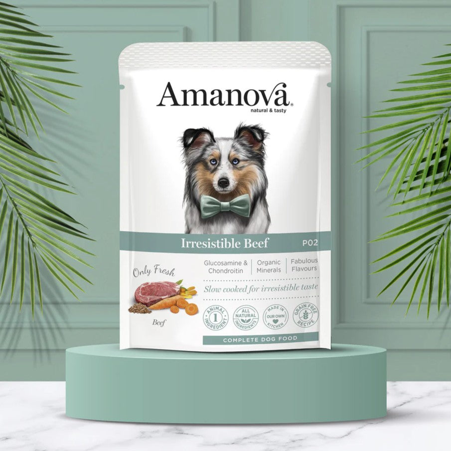 Amanova Saftig Okse - Kornfrit vådfoder til voksne hunde - 100 g