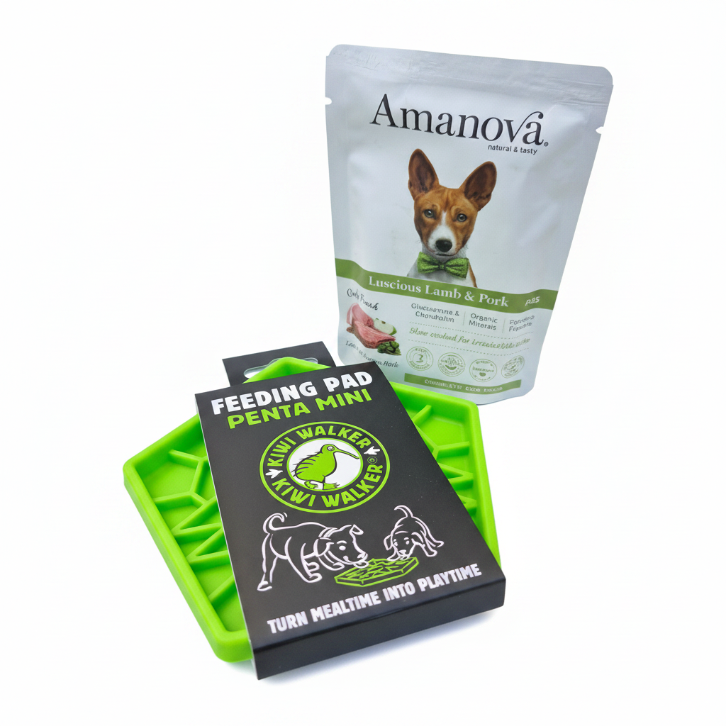 Slikkemåtte + Amanova Vådfoder 100g – Bundlepakke